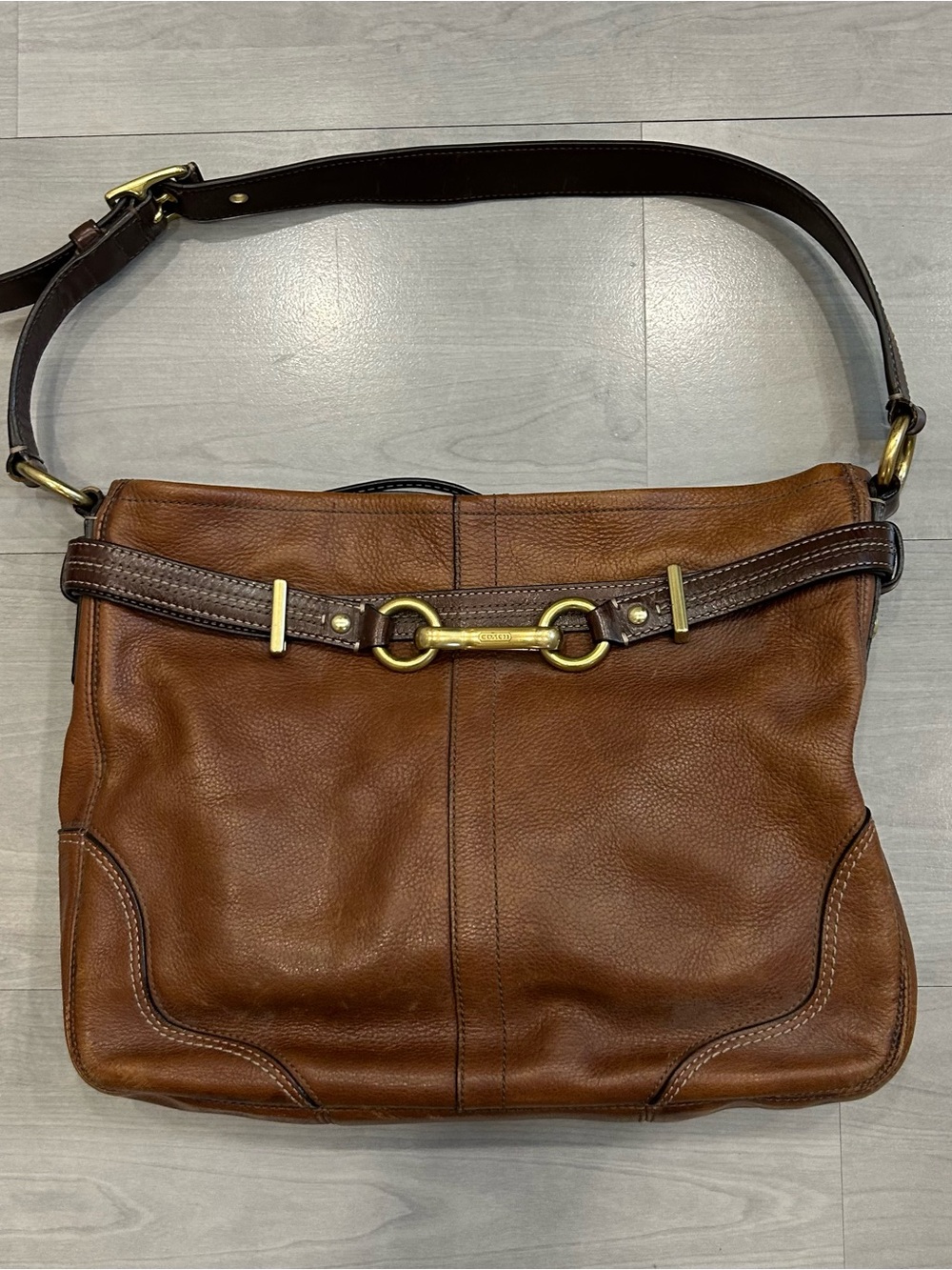 Coach Vintage Y2K Hamptons Tote Brown Pebbled Leather Luxury Shoulder Bag 12464